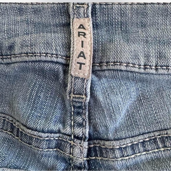 Ariat REAL Denim Flare Jeans Raw Hem Light Wash Western Boho Size 25S - Picture 8 of 9